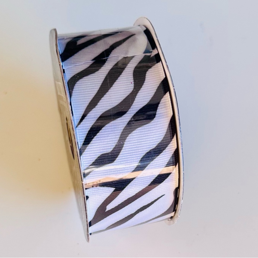 1.5” Black & White Zebra Print Ribbon - Animal Print for Arts & Crafts